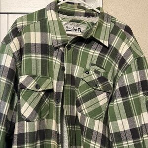 Quiksilver Green Plaid Shirt Jacket